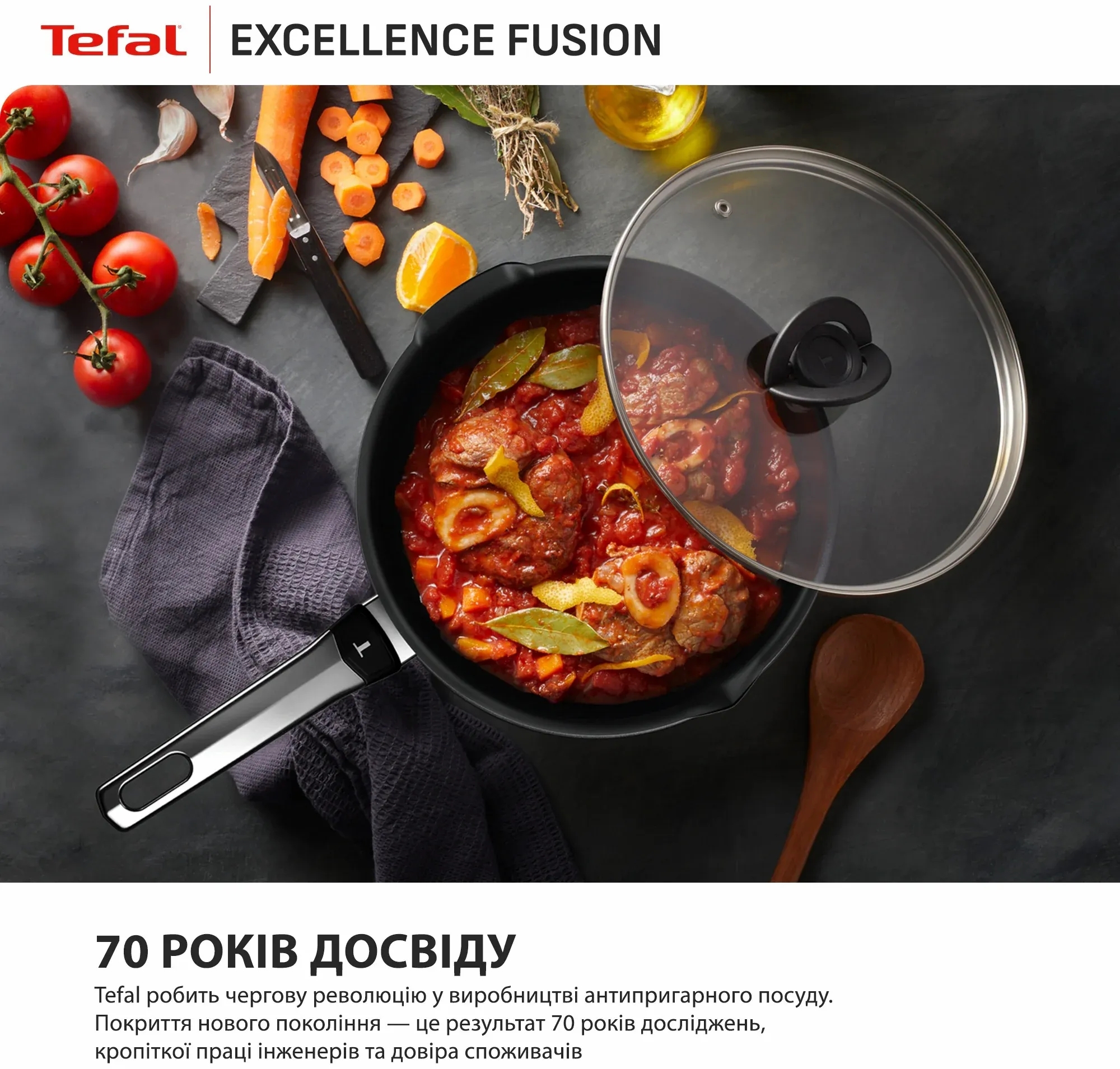 Мультисковорода Tefal Excellence Fusion, с крышкой, 24см (G3388402) фото 