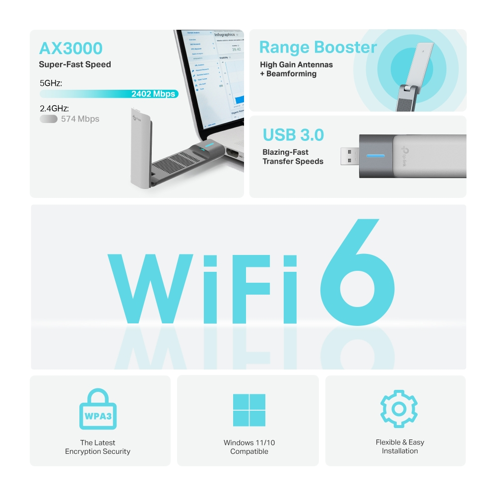 WiFi-адаптер TP-LINK Archer TX50UH AX3000, USB 3.0 (ARCHER-TX50UH) фото 6