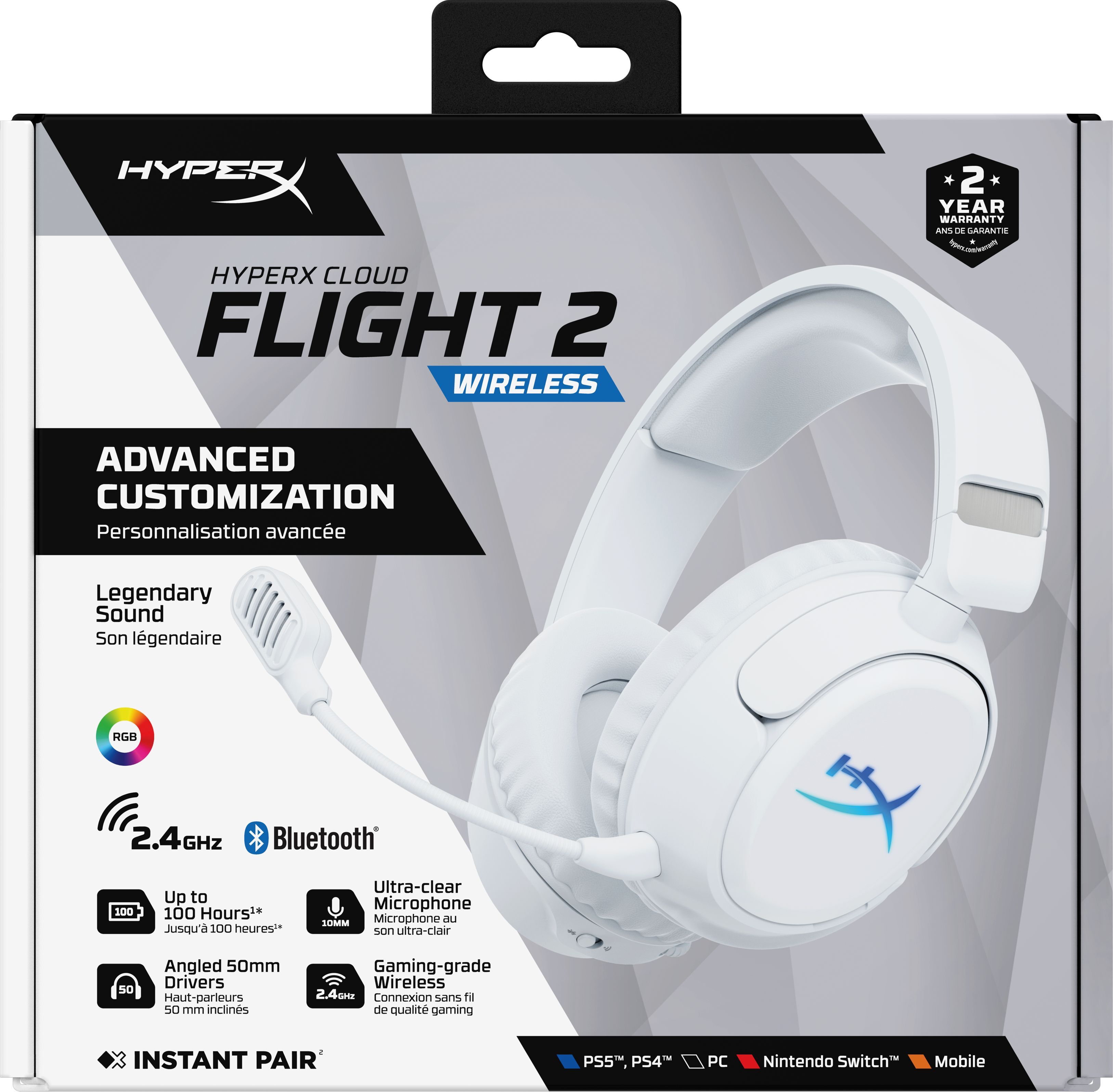 Игровая гарнитура HyperX Cloud Flight 2 Wireless White (B5VC5AA) фото 
