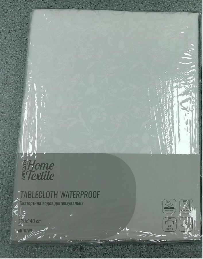 Скатертина ARDESTO Waterproof Jacquard 120х140см, білий (ART07WJ)фото