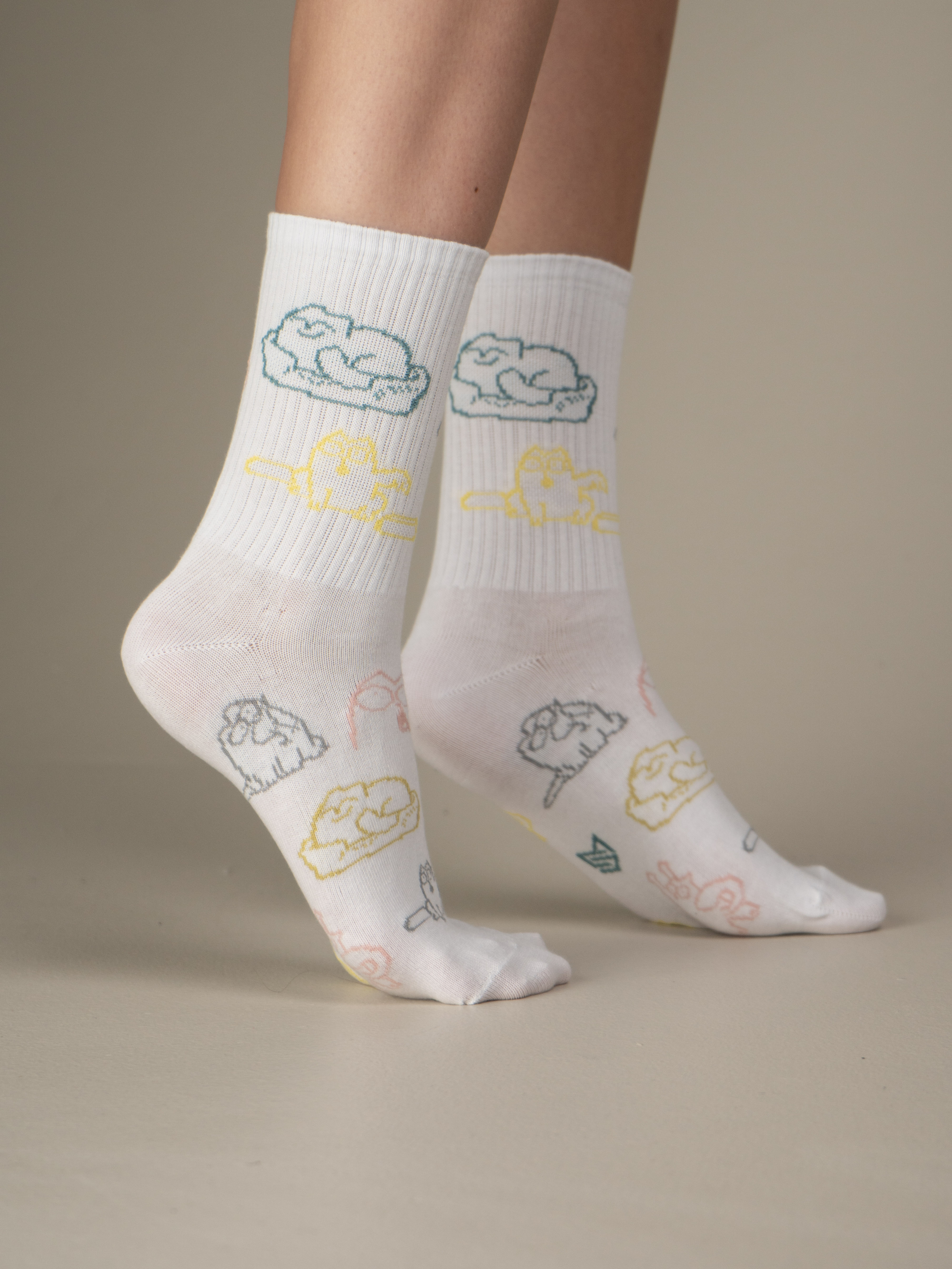 Шкарпетки MovementStandard Fancy Cats MS M0303S 38-41 молочніфото