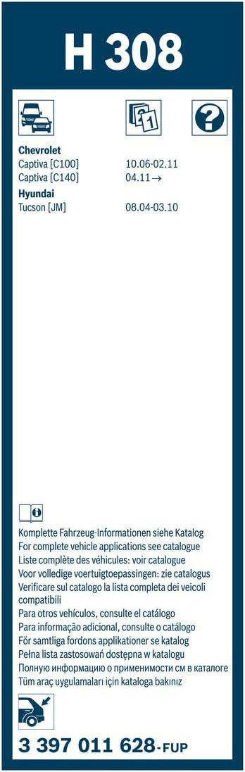 Склоочисник BOSCH Rear каркасний 300мм задній (3 397 011 628)фото