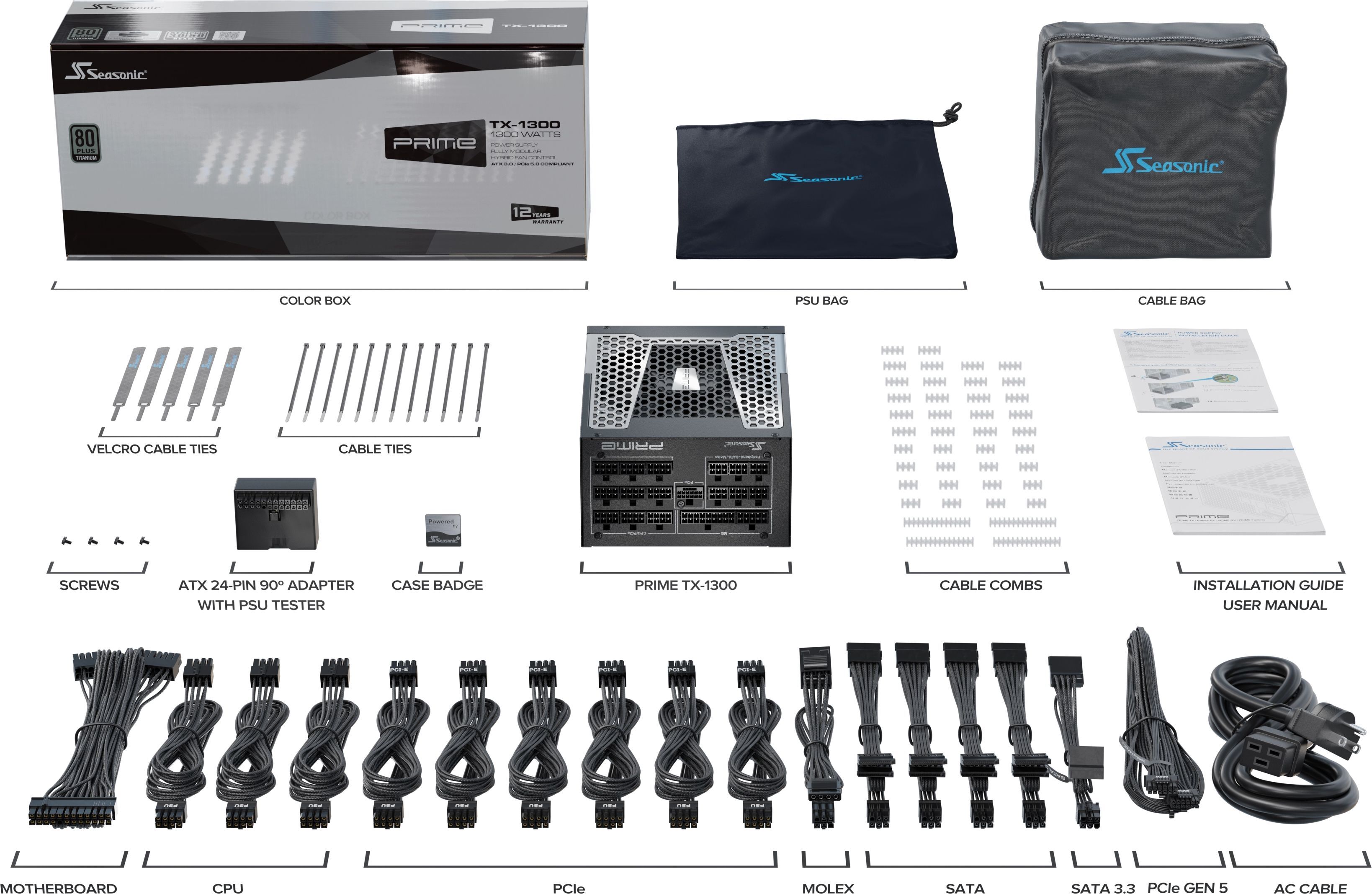 Блок питания SEASONIC 1300W PRIME-TX-1300-ATX30 (PRIME-TX-1300-ATX30) фото 12