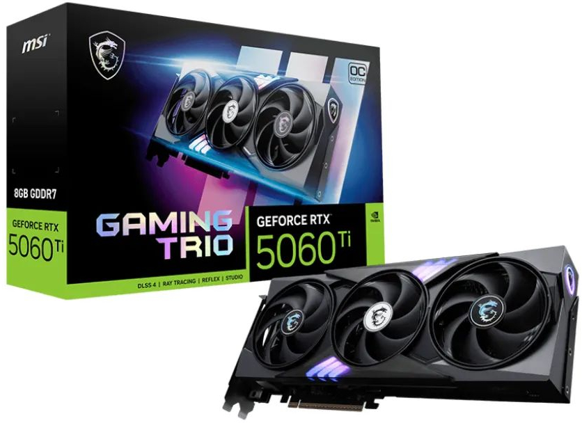 Видеокарта MSI PCIE16 RTX5060TI 8GB GDDR7 (RTX5060TI 8G GAM TRIO OC) фото5