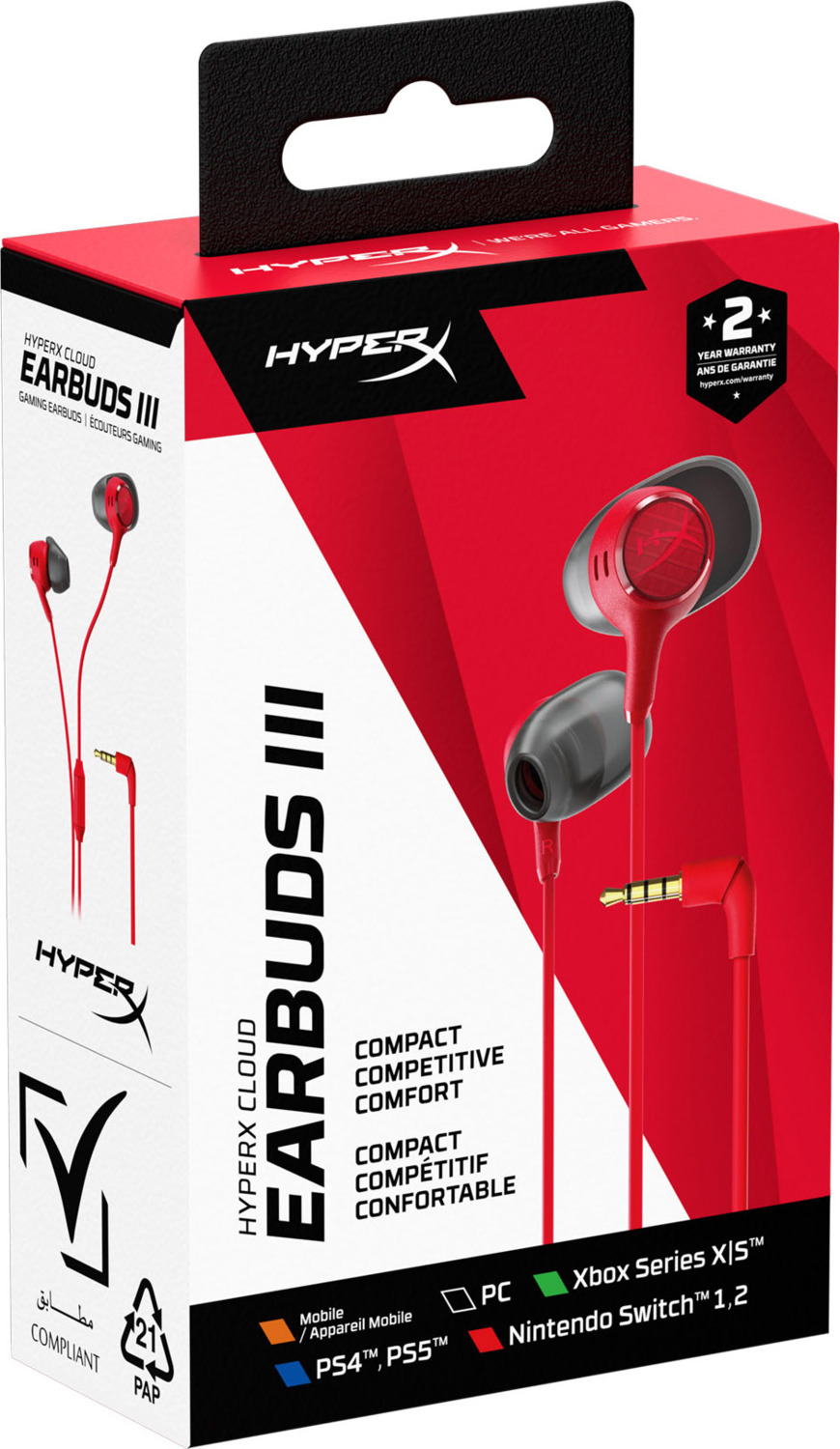 Игровая гарнитура HyperX Cloud Earbuds III Wired Red (BN7S0AA