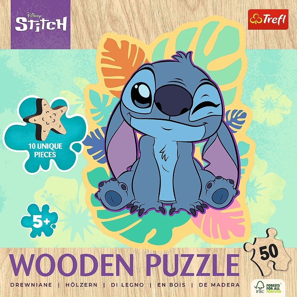 Пазл Trefl 50 Wooden Lilo&amp;Stitch Щасливий Стіч (02816) фото
