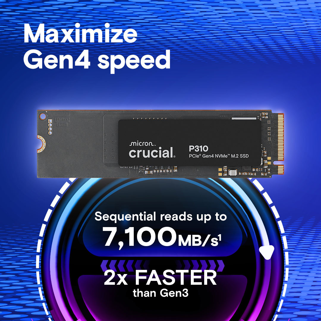 SSD накопитель CRUCIAL G4 M.2 NVMe 1TB P310 (CT1000P310SSD8-T) фото 