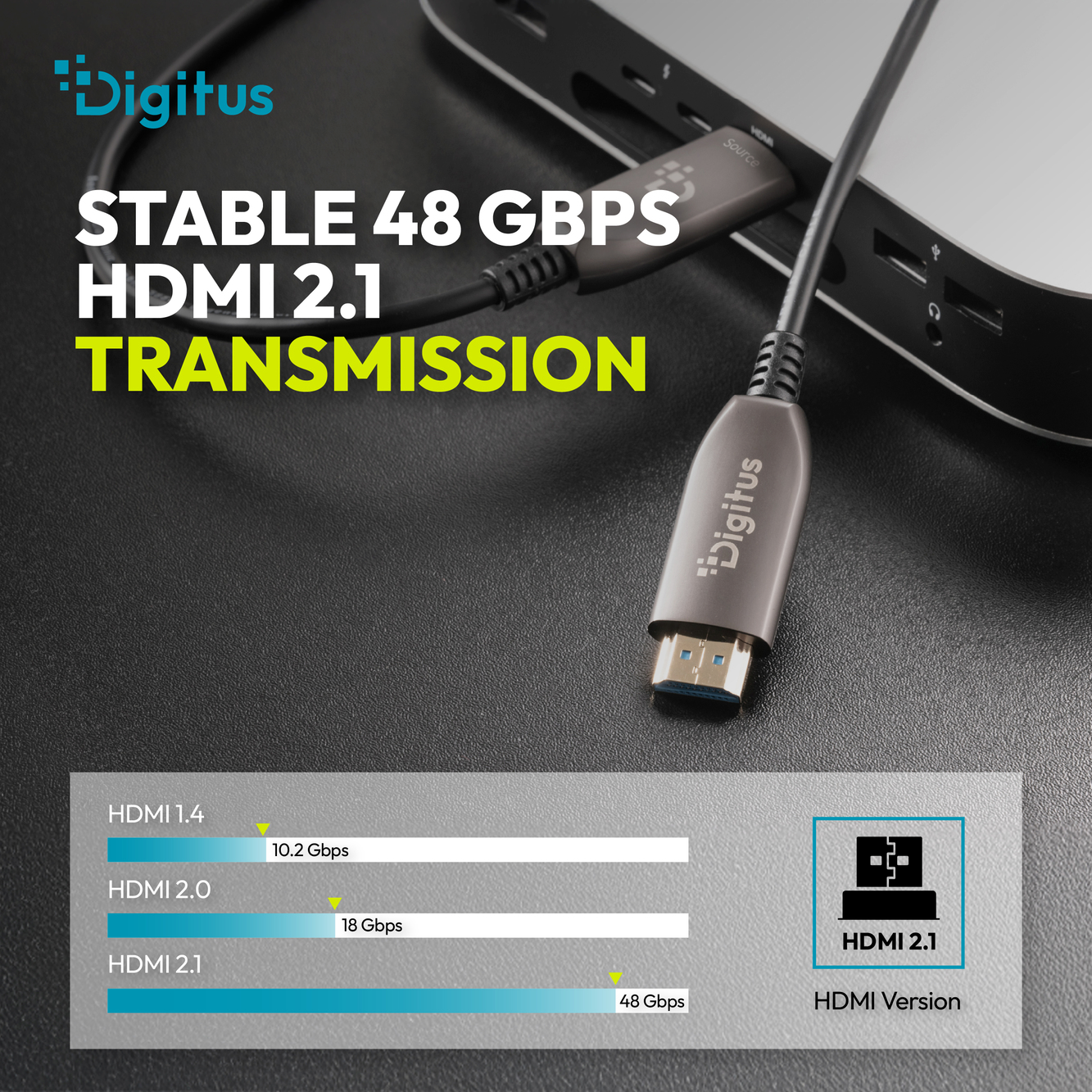 Кабель DIGITUS HDMI UHD 8K, AOC hybrid-fiber, type A M/M, 40м, черный (AK-330126-400-S) фото 3