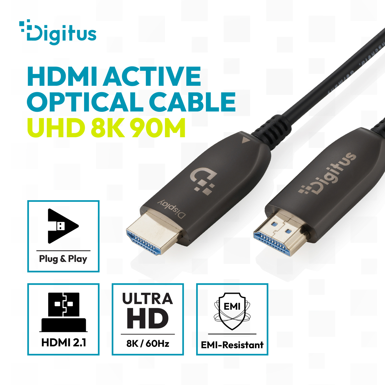 Кабель DIGITUS HDMI UHD 8K, AOC hybrid-fiber, type A M/M, 50м, черный (AK-330126-500-S) фото 5