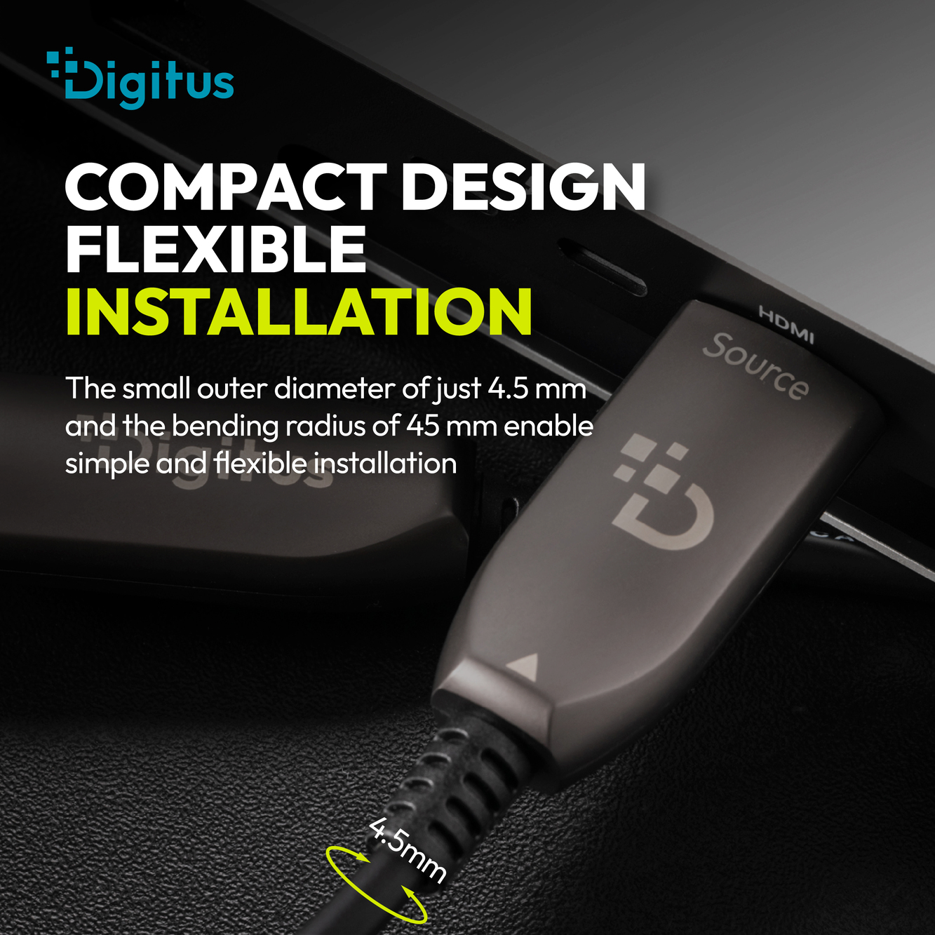Кабель DIGITUS HDMI UHD 8K, AOC hybrid-fiber, type A M/M, 50м, черный (AK-330126-500-S) фото 7