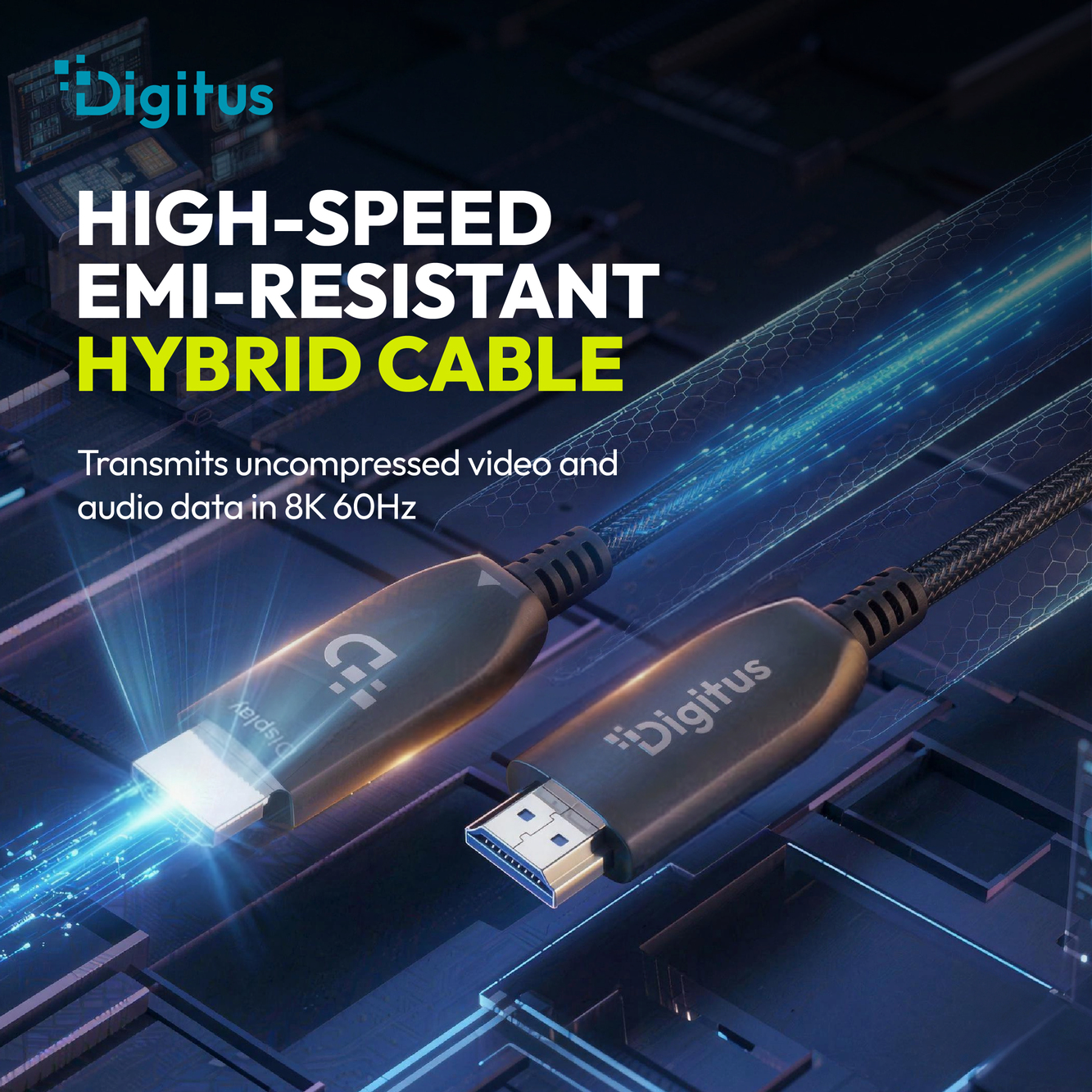 Кабель DIGITUS HDMI UHD 8K, AOC hybrid-fiber, type A M/M, 50м, черный (AK-330126-500-S) фото 8