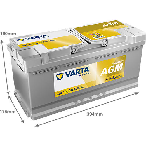 Акумулятор Varta Dynamic AGM 12В 105Аг 950А R+ (605901095)фото