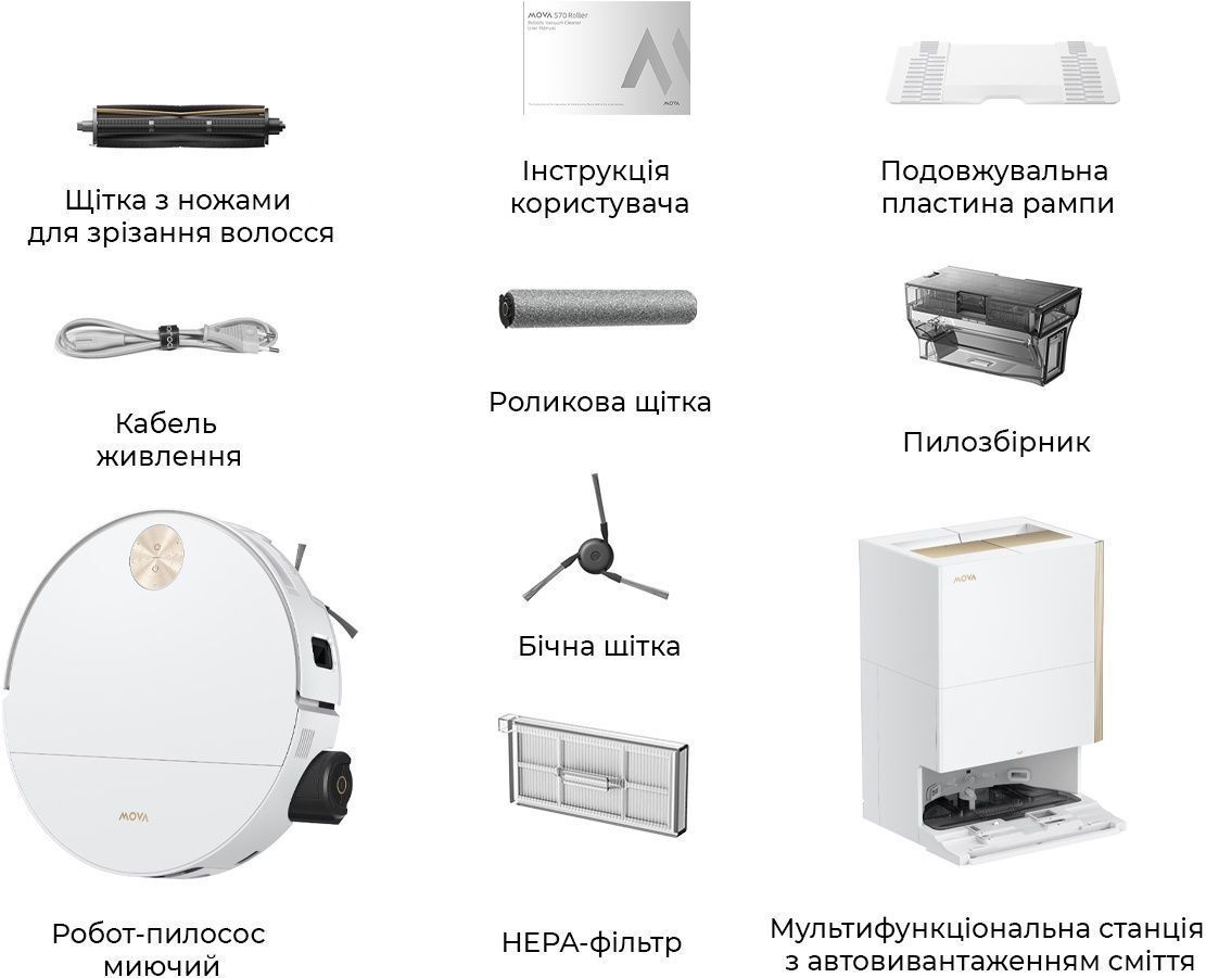 Робот-пылесос моющий Mova S70 Ultra Roller White (RLZ52EE-Wh) фото 8