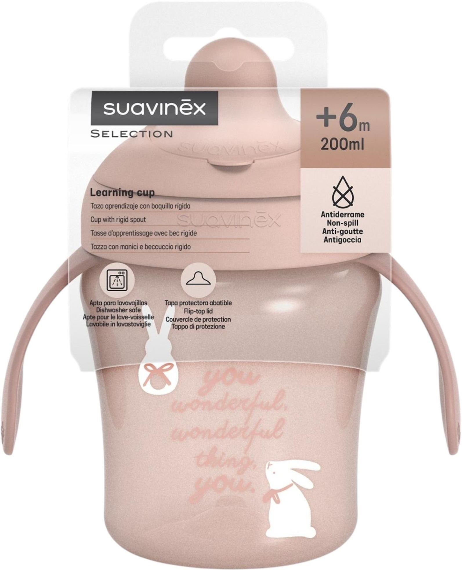 Чашка с носиком Suavinex Wonderland, 200 мл, +6 месяцев, розовая (403219) фото4