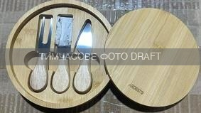 Набор для подачи сыра Ardesto Midori, 4 предмета, бамбук, дерево, нержавеющая сталь (AR0947) фото 