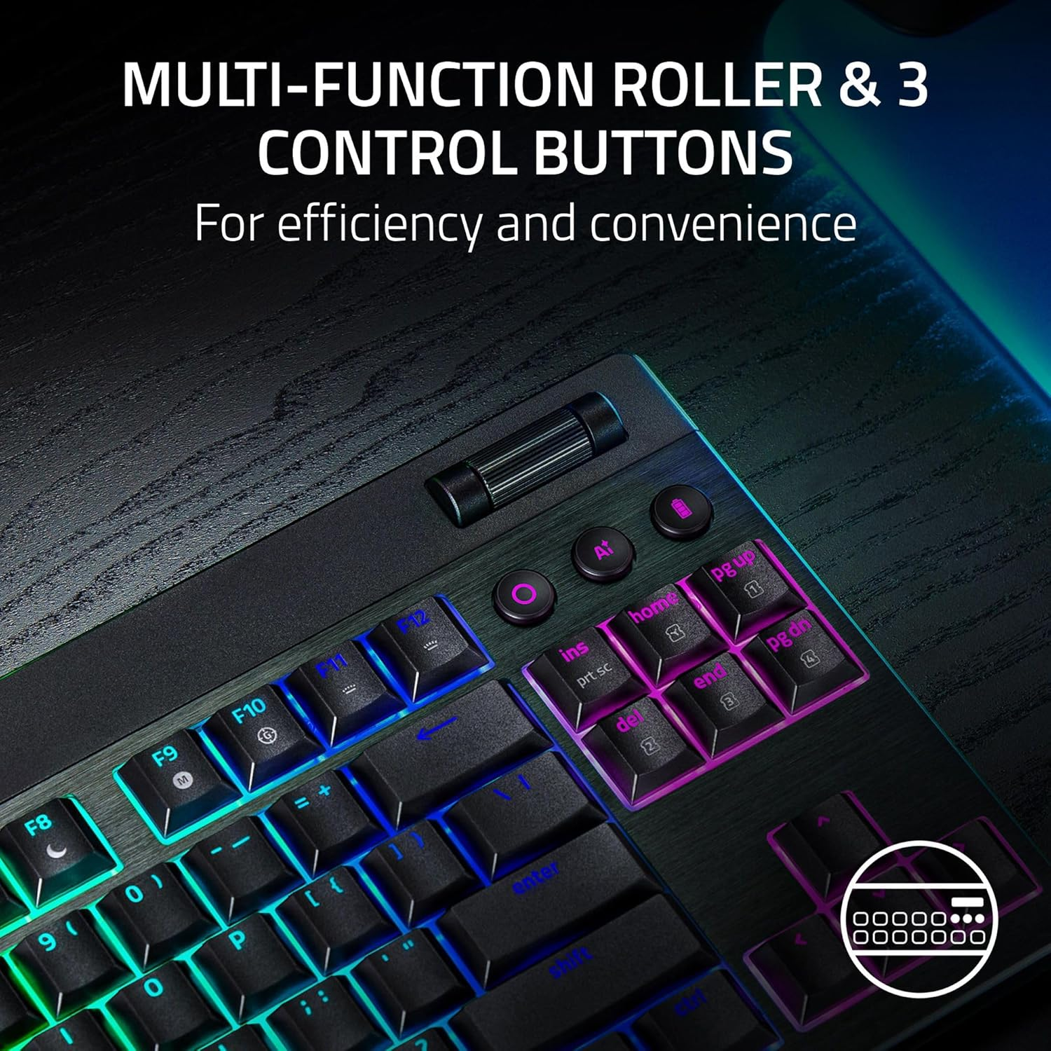 Игровая клавиатура Razer BlackWidow V4 Low-profile TKL Green Switch (RZ03-05450500-R3M1) фото 