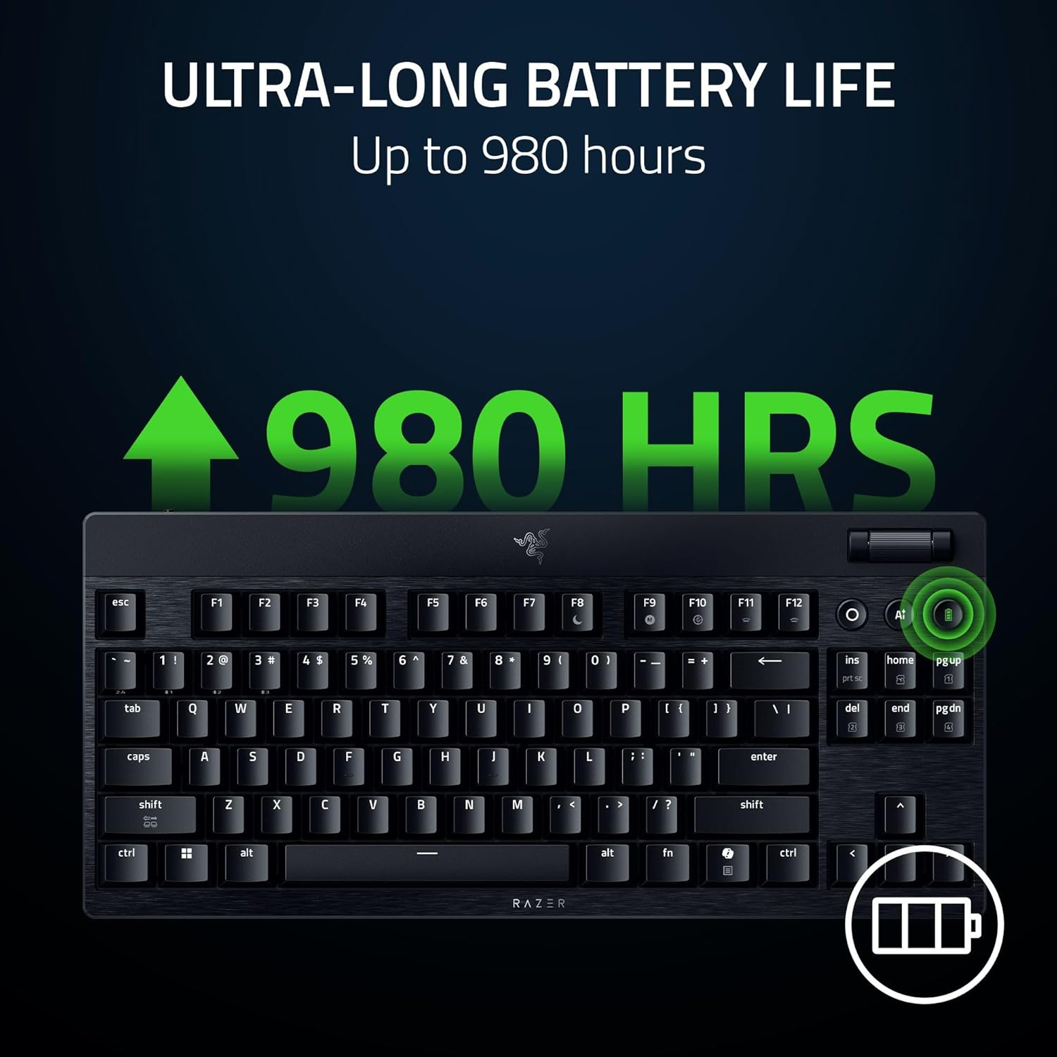 Игровая клавиатура Razer BlackWidow V4 Low-profile TKL Green Switch (RZ03-05450500-R3M1) фото 