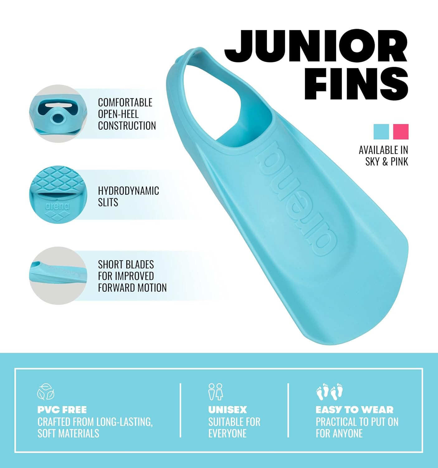 Ласти Arena Fins Kids/Jr блакитний 30-31 (005465-100) (3468336772089)фото6