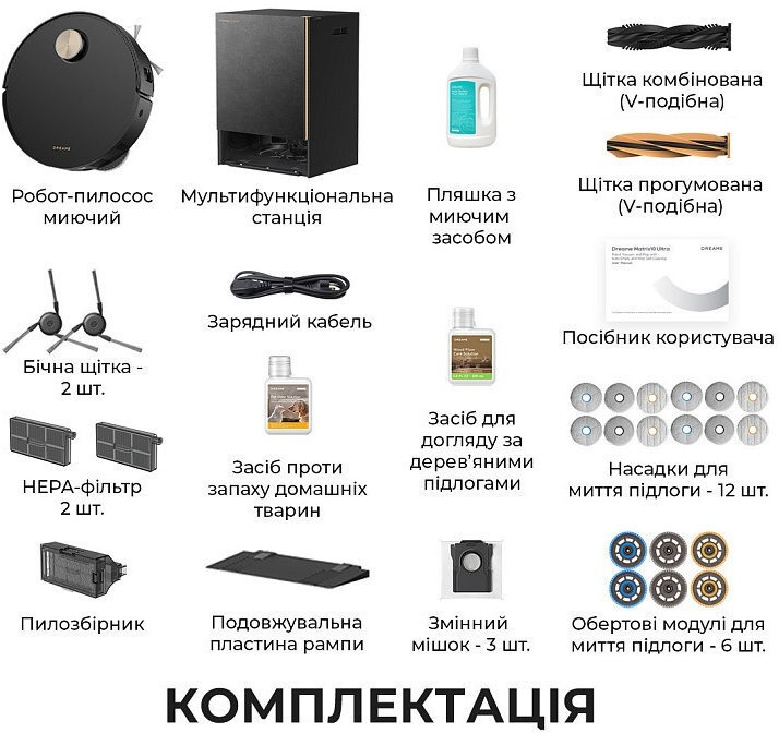 Робот-пилосос миючий Dreame MatriX 10 Ultra Black (RLX95CE-bl) фото11