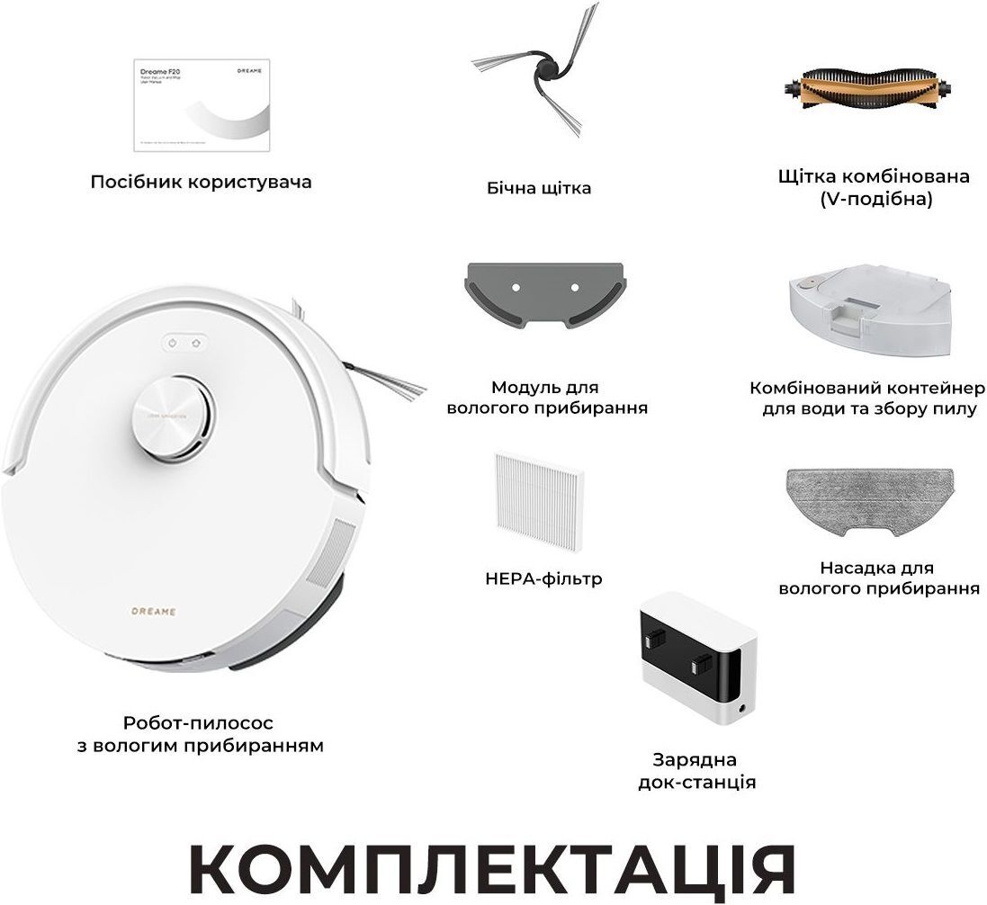 Робот-пилосос Dreame F20 White (RLF41GA-Wh) фото8