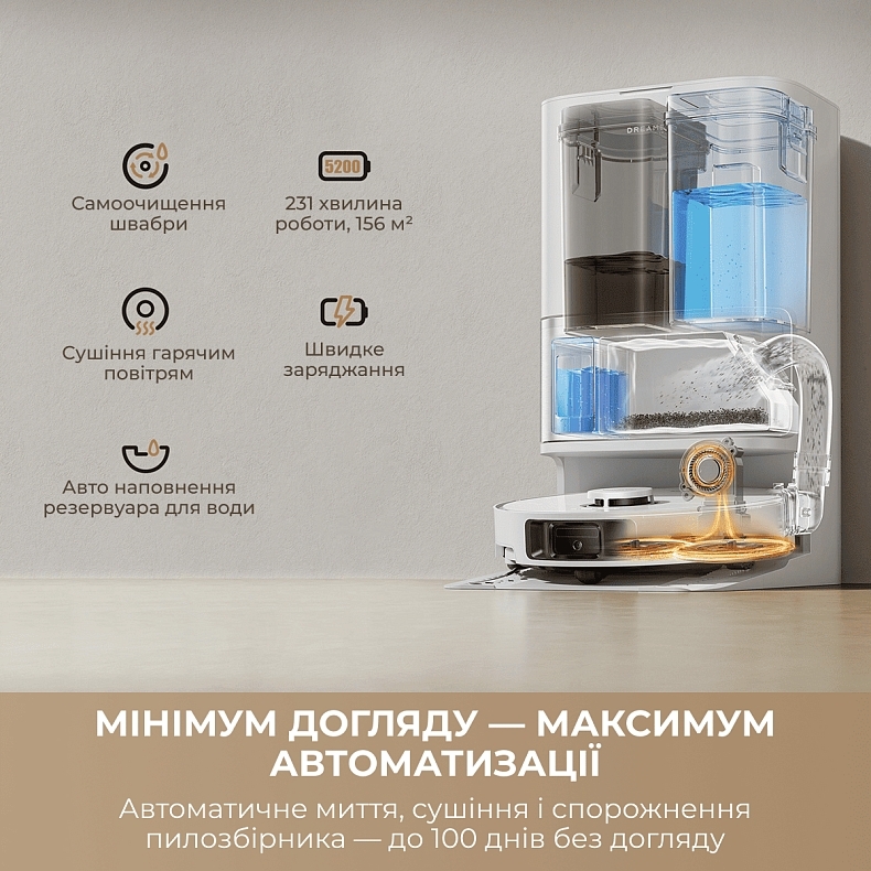Робот-пилосос миючий Dreame L10s Ultra Gen 3 White (RLL53SE-wh) фото6