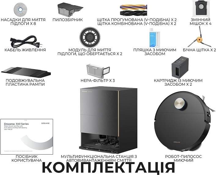 Робот-пилосос миючий Dreame X60 Ultra Complete Black (RLX87DE-bl) фото12