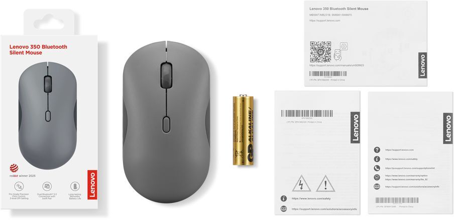 Мышь Lenovo 350 Bluetooth Silent Mouse Luna Grey (GY51S61904) фото6