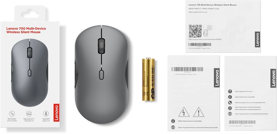 Мышь Lenovo 700 Multi-Device Wireless Silent Mouse Luna Grey (GY51S61898) фото6