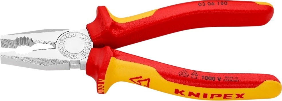 Плоскогубці KNIPEX діелектричні для робіт під напругою 180мм (03-06-180) фото2