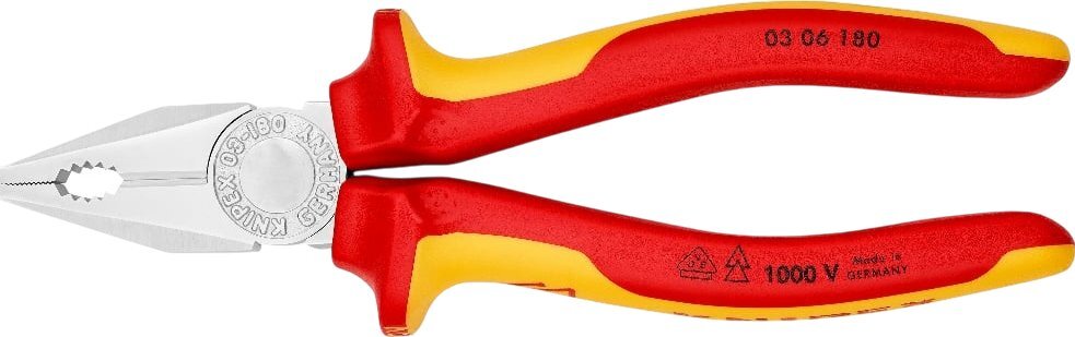 Плоскогубці KNIPEX діелектричні для робіт під напругою 180мм (03-06-180) фото3