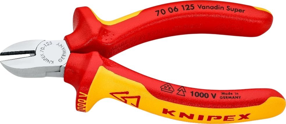 Кусачки-бокорезы KNIPEX диэлектрические для работ под напряжением, 0-4мм, 125мм (70-06-125) фото
