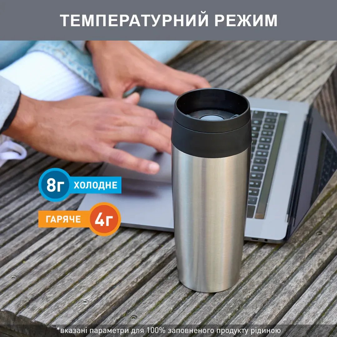 Термочашка Tefal Travel Mug Classic Twist, 360мл, нержавеющая сталь (N2020110) фото2