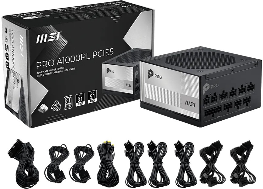 Блок питания MSI ATX 1000W PRO A1000PL PCIE5 (PRO A1000PL PCIE5) фото5