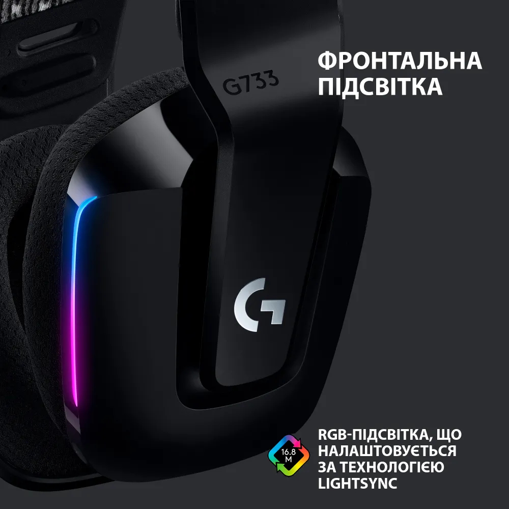 Игровая гарнитура Logitech G733 Lightspeed Wireless RGB Black (L981-000864) фото3