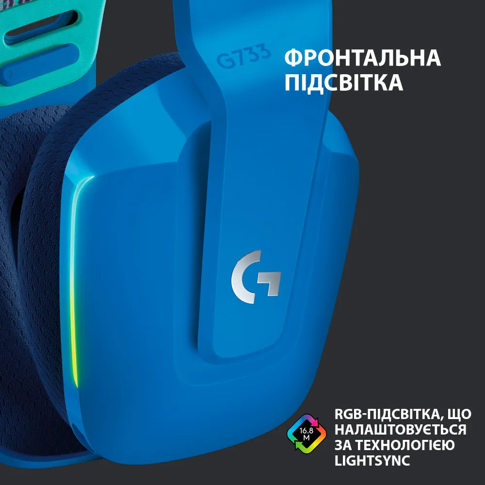 Игровая гарнитура Logitech G733 Lightspeed Wireless RGB Blue (L981-000943) фото2