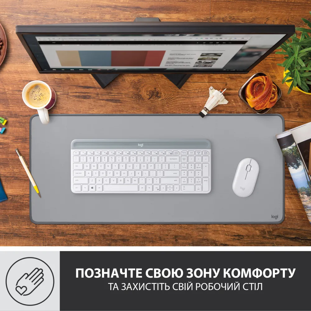 Игровая поверхность Logitech Desk Mat Studio Series Mid Grey (L956-000052) фото2