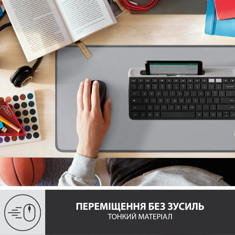 Игровая поверхность Logitech Desk Mat Studio Series Mid Grey (L956-000052) фото3