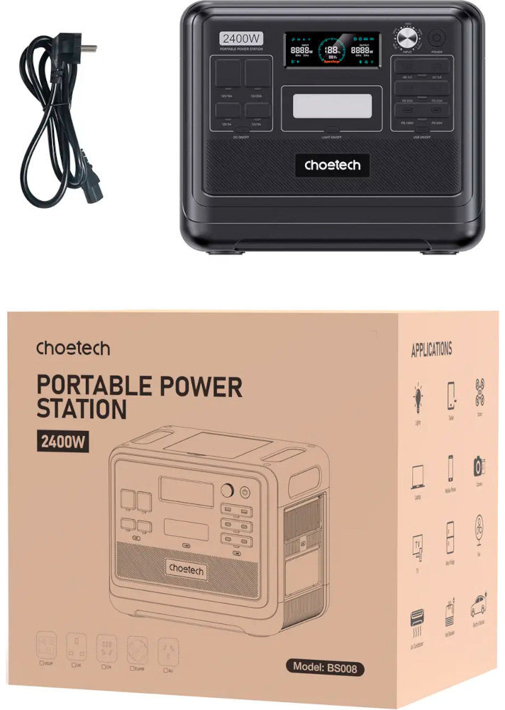 Мобільна зарядна станція Choetech 2400Wh Bidirecti PS Wifi (BS008) фото