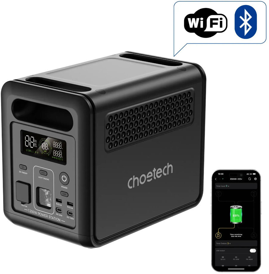 Мобільна зарядна станція Choetech 1200W with APP PS Wifi (BS068) фото3