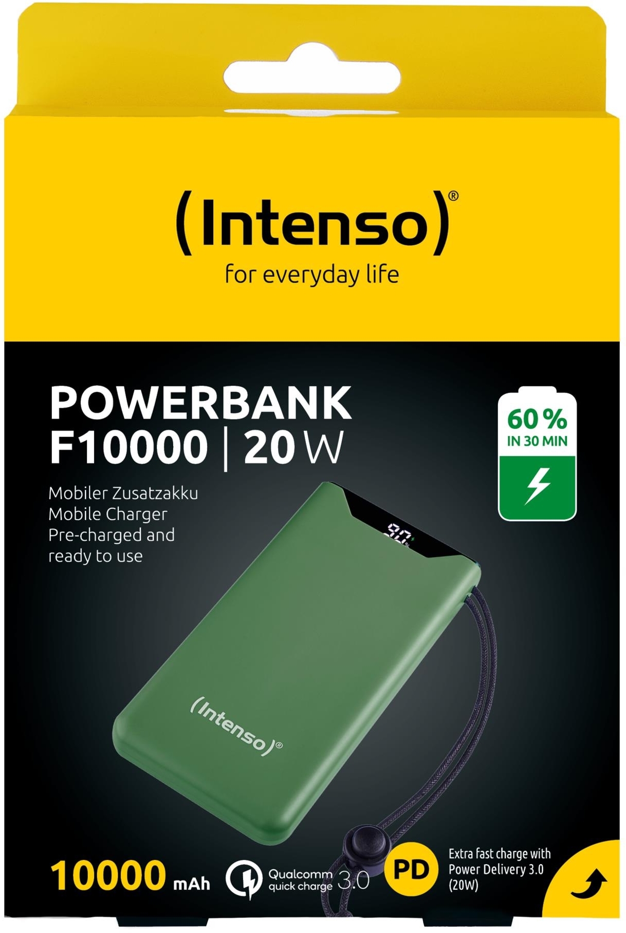 Портативное зарядное уствойство Intenso PowerBank USB 10000MAH QC3.0 GREEN F10000 (7332037) фото