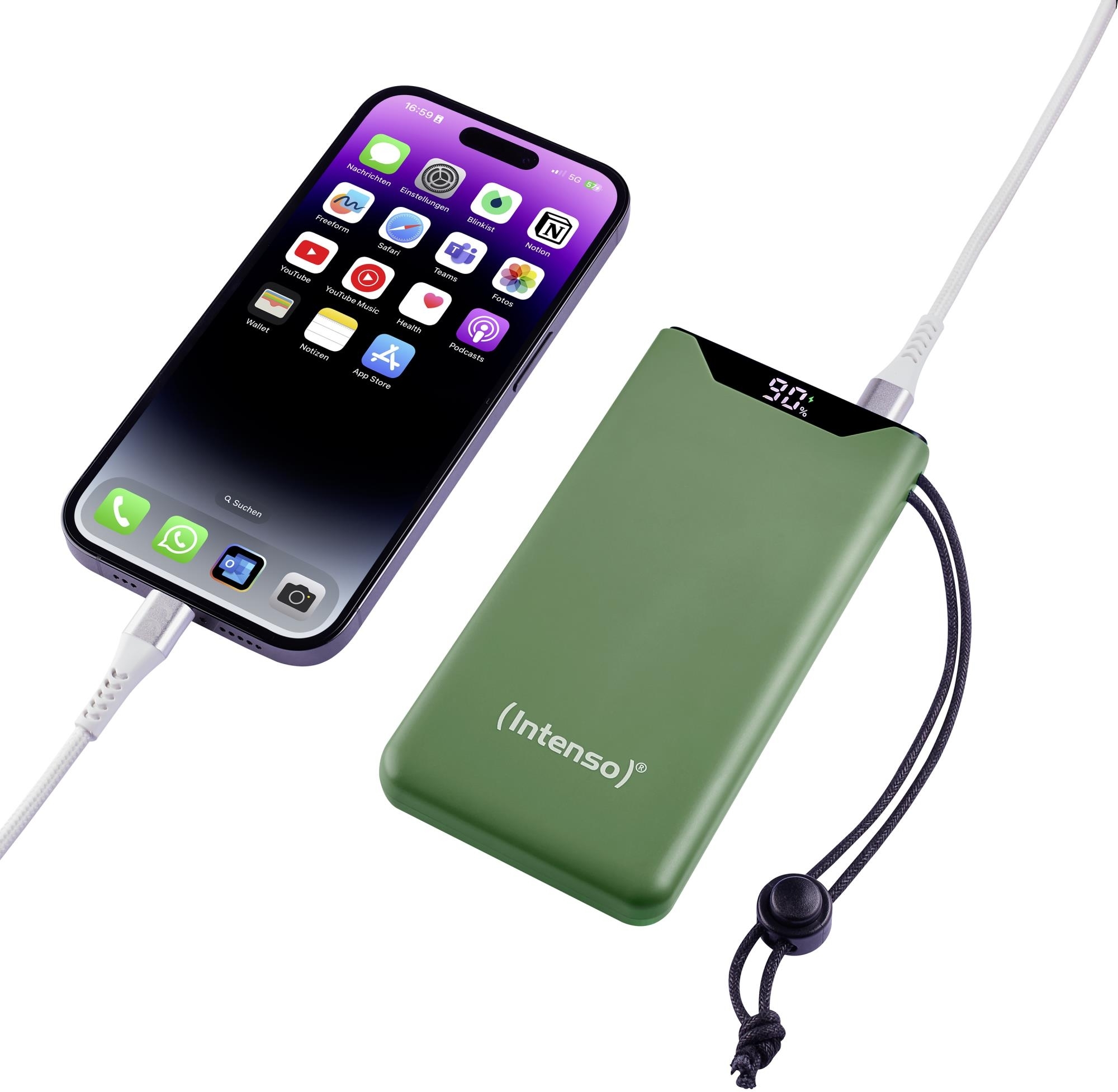 Портативное зарядное уствойство Intenso PowerBank USB 10000MAH QC3.0 GREEN F10000 (7332037) фото