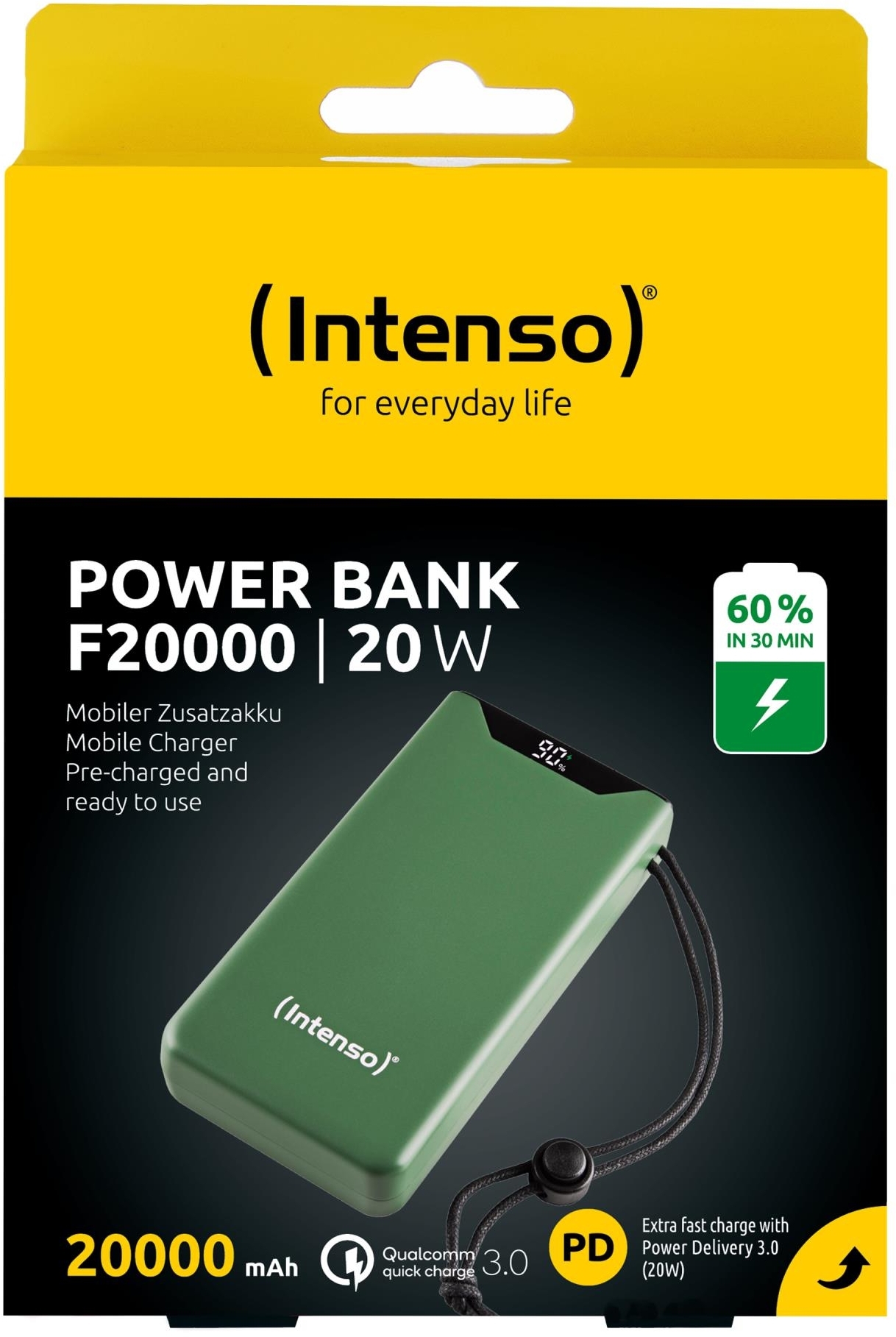 Портативное зарядное уствойство Intenso PowerBank USB 20000MAH QC3.0 GREEN F20000 (7332057) фото5