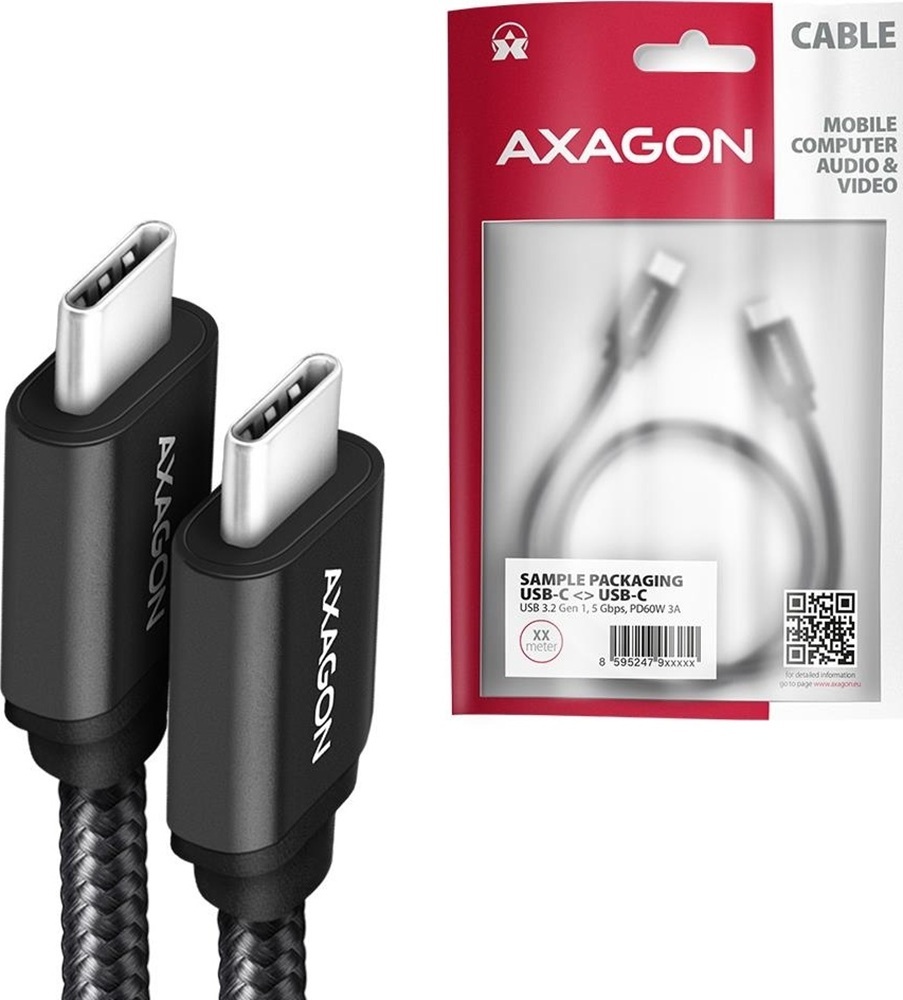 Кабель AXAGON BUCM3-CM10AB USB-C-USB-C 3.2 Gen 1, 3m, PD 60W, 3A, фото