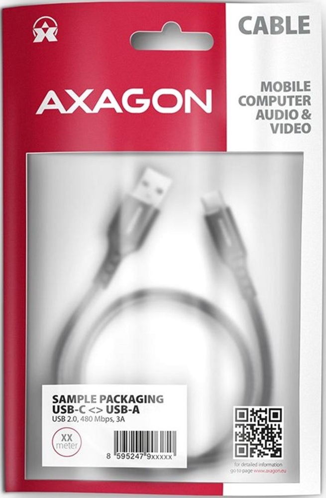 Кабель USB-C TO USB2.0 1.5M BLACK BUCM-AM15AB AXAGON фото