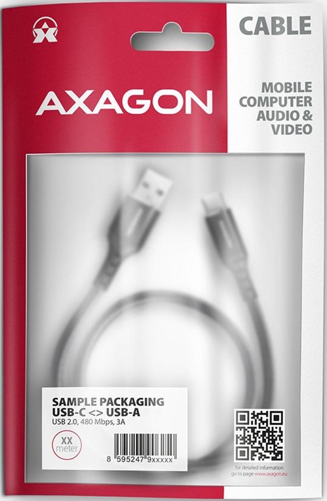 Кабель USB-C TO USB2.0 1M BLACK BUCM-AM10AB AXAGON фото