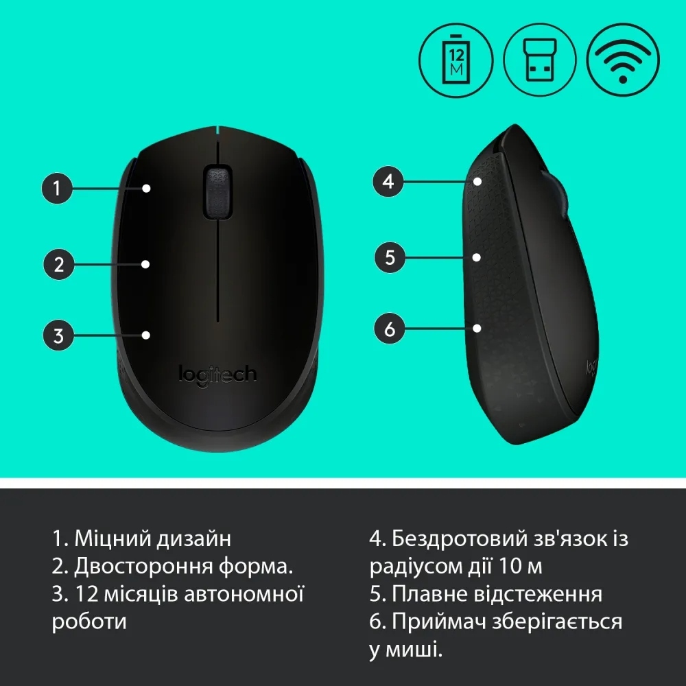 Мышь Logitech M170 Wireless Mouse, GREY фото3