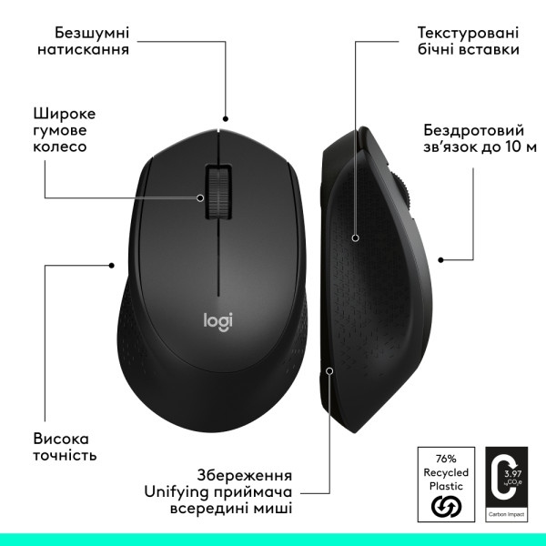Мышь Logitech M330 Wireless Mouse, SILENT PLUS, BLACK фото5