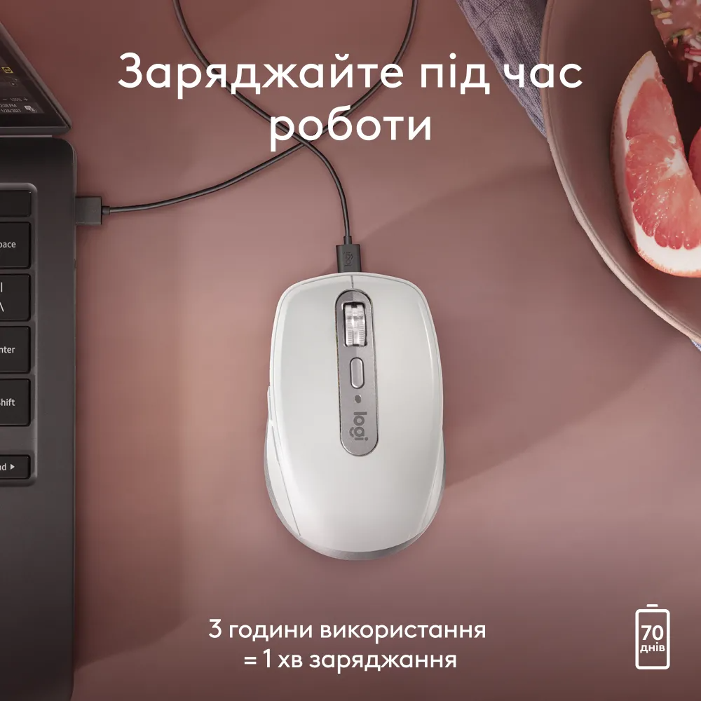 Мышь Logitech MX Anywhere 3S for Mac Wireless Mouse, PALE GREY фото3