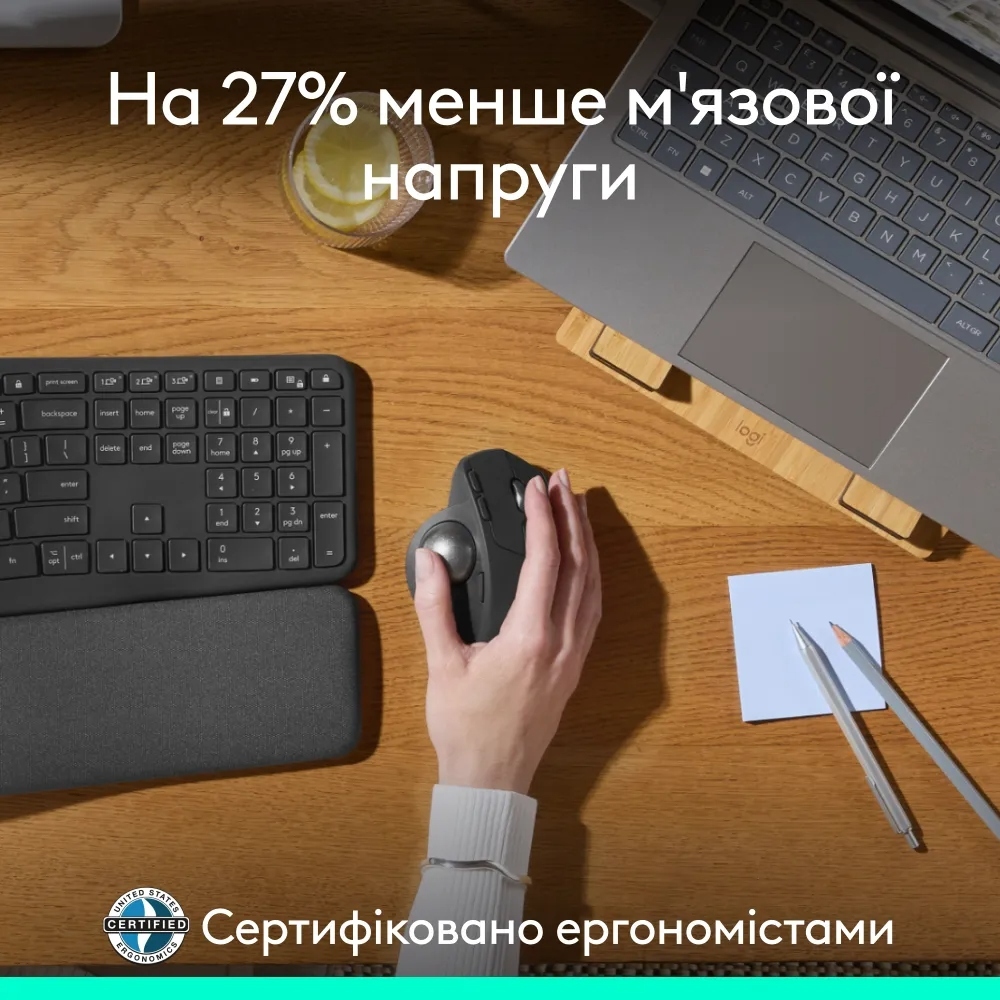 Мышь Logitech MX Ergo S Advanced Wireless Trackball, 2.4GHZ/BT, GRAPHITE фото4