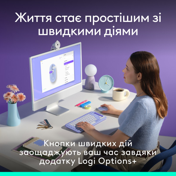 Мышь Logitech POP Mouse with emoji, LILAC фото4
